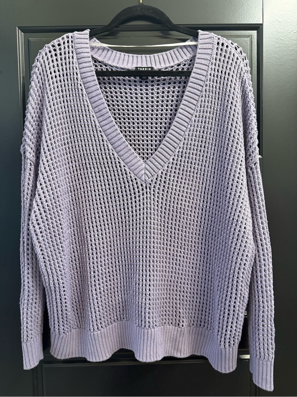 Torrid Open Stitch V-Neck Pullover Sweater Lavender/ Lilac Women’s Size 0X